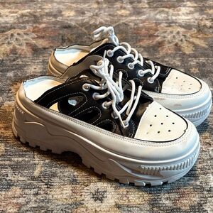 Black and White Chunky Platform Sneakers
